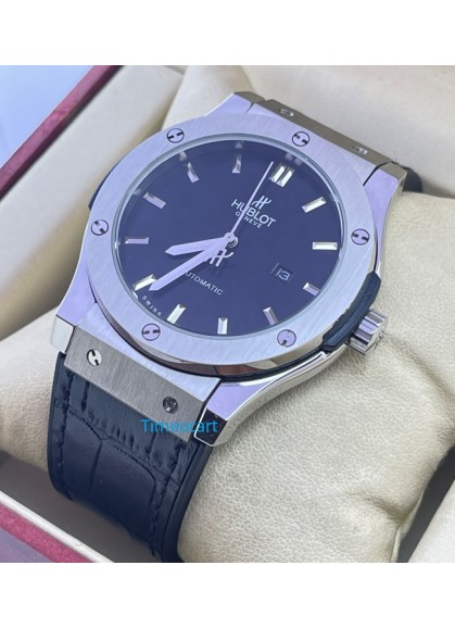 Hublot Vendom Classic Steel Black Leather Strap Swiss Automatic Watch