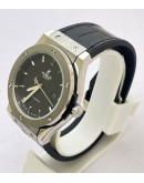 Hublot Vendom Classic Steel Black Leather Strap Swiss Automatic Watch