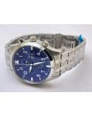 I W C Pilot Chronograph Blue Day-Date Steel Watch