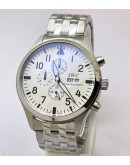 I W C Pilot Chronograph White Day-Date Steel Watch