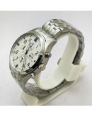 I W C Pilot Chronograph White Day-Date Steel Watch