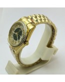 Rolex Day-Date Green Diamond Paved Gold Swiss Automatic Watch