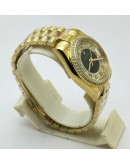 Rolex Day-Date Green Diamond Paved Gold Swiss Automatic Watch