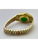 Rolex Day-Date Green Diamond Paved Gold Swiss Automatic Watch