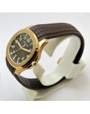 Patek Philippe Aquanaut Rose Gold Brown Rubber Strap Swiss ETA Caliber 5168G Valjoux Movement Automatic Watch