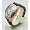 Franck Muller Crazy Hours Croco White Rose Gold Leather Strap Swiss Automatic Watch