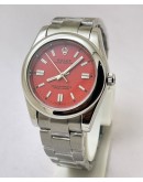 Rolex Oyster Perpetual RED Steel Swiss Automatic Watch