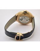 CARTIER BALLON BLEU DE FLYING TOURBILLON WHITE SWISS AUTOMATIC LETAHER STRAP WATCH