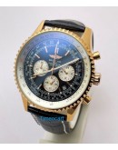 Breitling Navitimer Rose Gold Black Leather Strap Watch