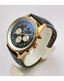 Breitling Navitimer Rose Gold Black Leather Strap Watch