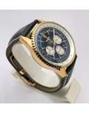 Breitling Navitimer Rose Gold Black Leather Strap Watch