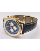 Breitling Navitimer Rose Gold Black Leather Strap Watch