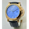 Panerai Marina Blue Rose Gold Leather Strap Swiss Automatic Watch