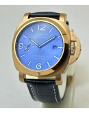 Panerai Marina Blue Rose Gold Leather Strap Swiss Automatic Watch