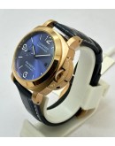 Panerai Marina Blue Rose Gold Leather Strap Swiss Automatic Watch