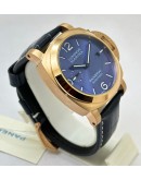 Panerai Marina Blue Rose Gold Leather Strap Swiss Automatic Watch