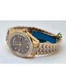 Rolex Day-Date Diamond Bezel Diamond Set President Bracelet Brown Swiss Automatic Watch