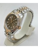 Rolex Date-Just Brown Dial Stick Marker Dual Tone Swiss Automatic Watch