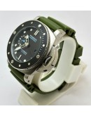 Panerai Submersible Black Bezel Green Rubber Strap Swiss Automatic Watch