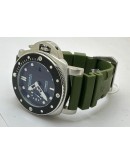 Panerai Submersible Black Bezel Green Rubber Strap Swiss Automatic Watch