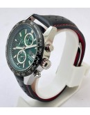 TAG HEUER CARRERA CALIBRE GREEN BLACK LEATHER STRAP WATCH