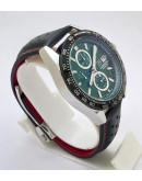 TAG HEUER CARRERA CALIBRE GREEN BLACK LEATHER STRAP WATCH