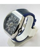 Franck Muller Vanguard Yachting Steel Blue Leather Strap Swiss ETA Automatic Watch