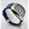 Franck Muller Vanguard Yachting Steel Blue Leather Strap Swiss ETA Automatic Watch