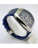 Franck Muller Vanguard Yachting Steel Blue Leather Strap Swiss ETA Automatic Watch