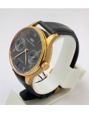 I W C Portuguese 7 Days Power Resrve Swiss Rose Gold Grey ETA 7750 Valjoux Automatic Movement Watch