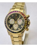 Rolex Cosmograph Daytona Rainbow Jewels Swiss ETA 7750 Valjoux Movement Watch