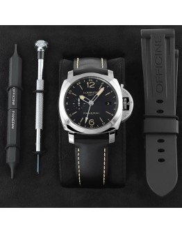 Panerai GMT Steel Black Strap Swiss Automatic Watch