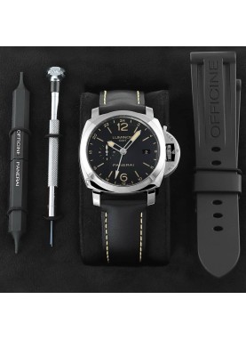 Panerai GMT Steel Black Strap Swiss Automatic Watch