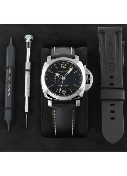 Panerai GMT Steel Black Strap Swiss Automatic Watch