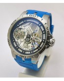 Roger Dubuis Excalibur Skeleton Blue Rubber Strap Swiss Automatic Watch