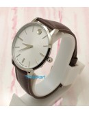 Movado Ultra Slim Steel White Dail Leather Strap Watch