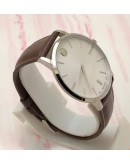 Movado Ultra Slim Steel White Dail Leather Strap Watch