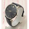 Movado Ultra Slim Steel Dark Blue Leather Strap Watch