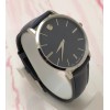 Movado Ultra Slim Steel Dark Blue Leather Strap Watch