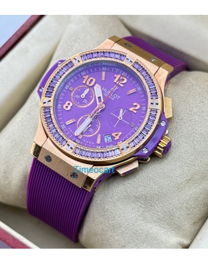 Hublot Big Bang Purple Rubber Strap Ladies Watch