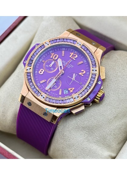 Hublot Big Bang Purple Rubber Strap Ladies Watch