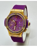 Hublot Big Bang Purple Rubber Strap Ladies Watch