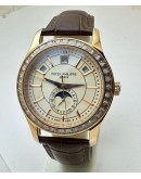 Patek Philippe Complications Annual Calendar White Diamond Bezel Swiss Automatic Watch