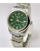 Rolex Oyster Perpetual Green Steel Swiss Automatic Watch