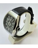 Franck Muller Vanguard Yachting Steel Black Leather Strap Swiss ETA Automatic Watch