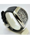 Franck Muller Vanguard Yachting Steel Black Leather Strap Swiss ETA Automatic Watch