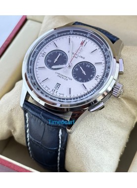 Breitling Cockpit Blue B50 Leather Strap Watch