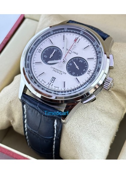 Breitling Cockpit Blue B50 Leather Strap Watch