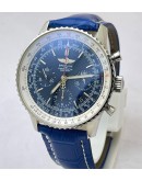 Breitling Navitimer Blue Leather Strap Swiss ETA Valjoux 7750 Automatic Watch