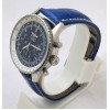 Breitling Navitimer Blue Leather Strap Swiss ETA Valjoux 7750 Automatic Watch